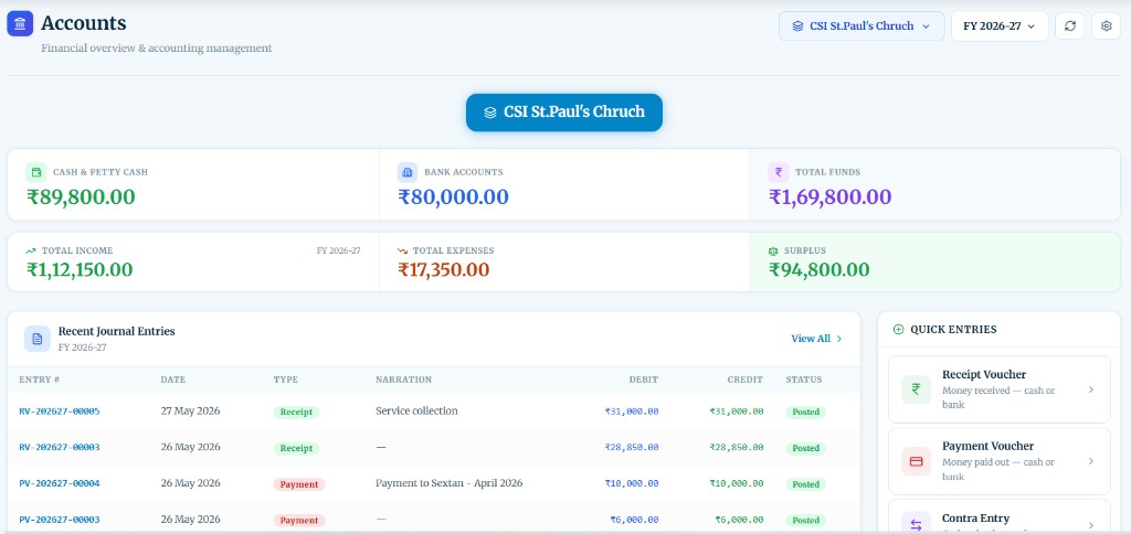 Advanced Accounts dashboard